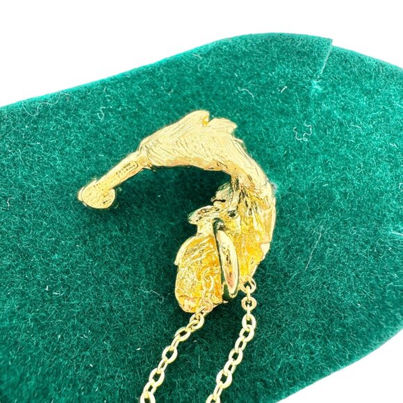 Angel Feather Necklace Austrian Crystal Gold Tone Vernon Wilson Signature in Box - Picture 7 of 9